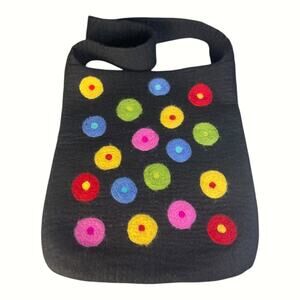Hessnatur Women’s 100% Virgin Wool Colorful Polka Dot Design Shoulder Bag
